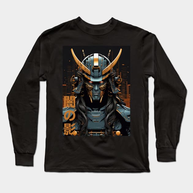 Dark Shadow Futuristic Samurai Long Sleeve T-Shirt by UB design